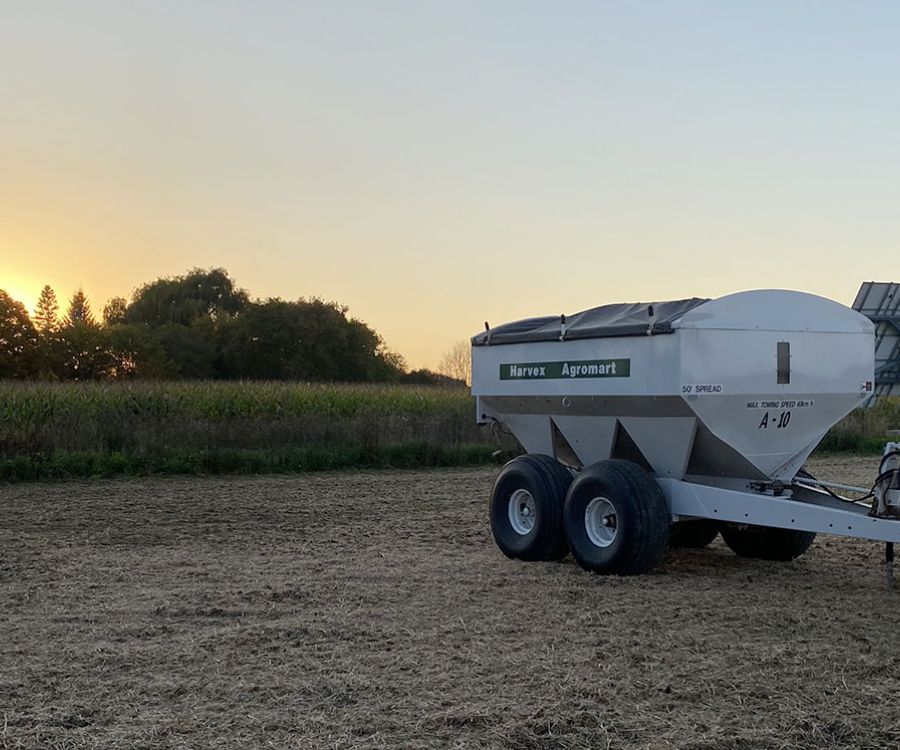Harvex spreader rentals at sunrise