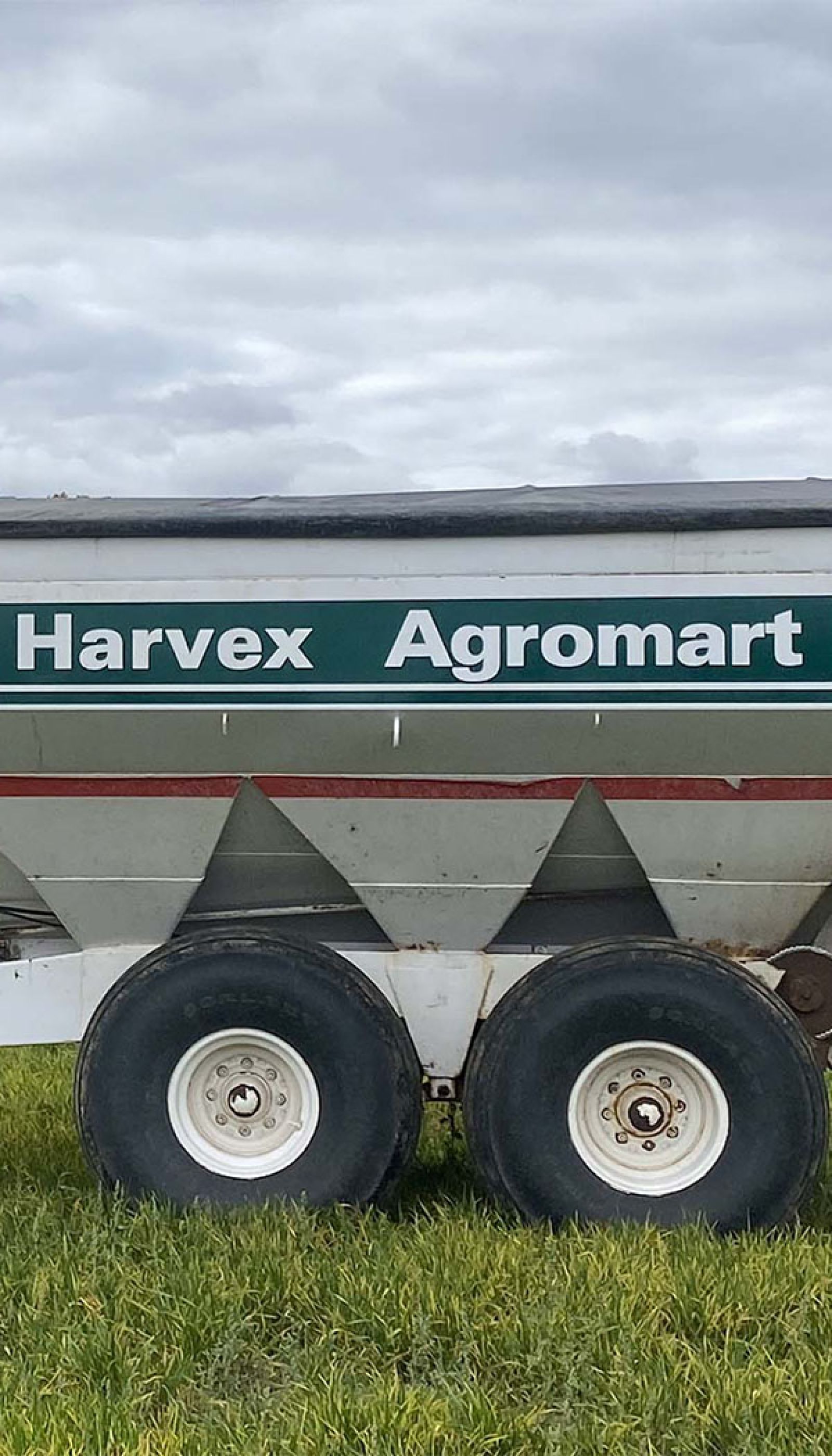 Harvex trailer sitting on cropland