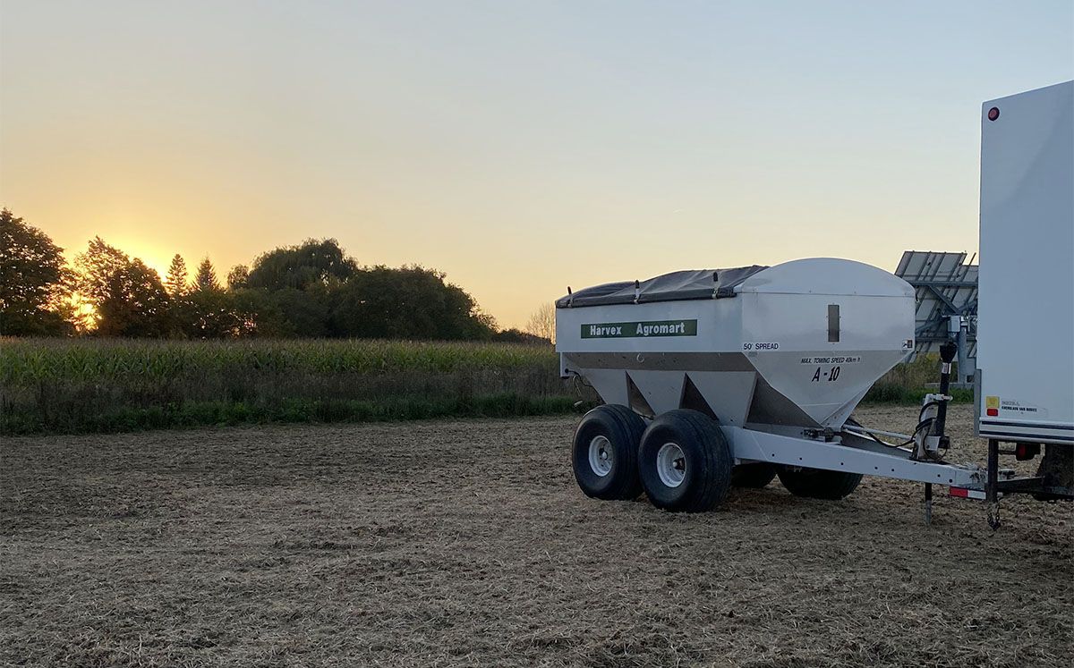 Harvex spreader rentals at sunrise