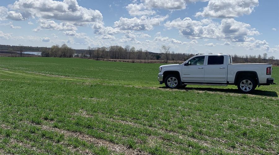 Harvex mapping truck on farmland
