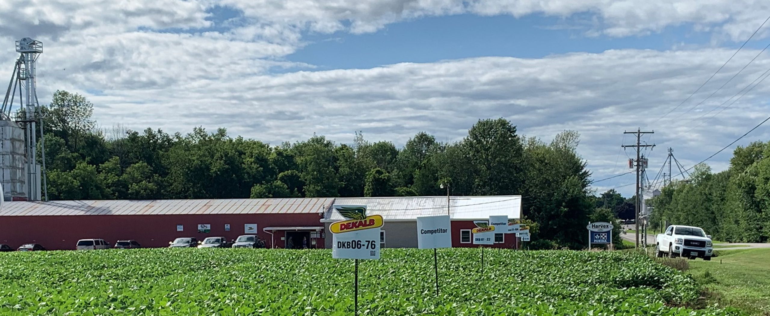 Harvex Agromart crop and location with Dekalb sign
